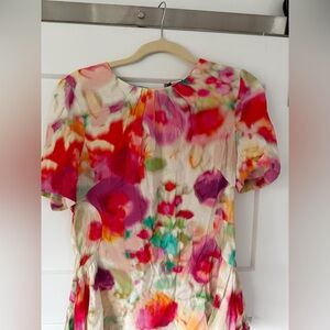 kate spade Watercolor Floral Blouse in Pink, Red, Teal, Lime